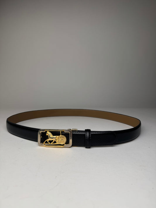 Vintage Celine Paris Leather Belt Black