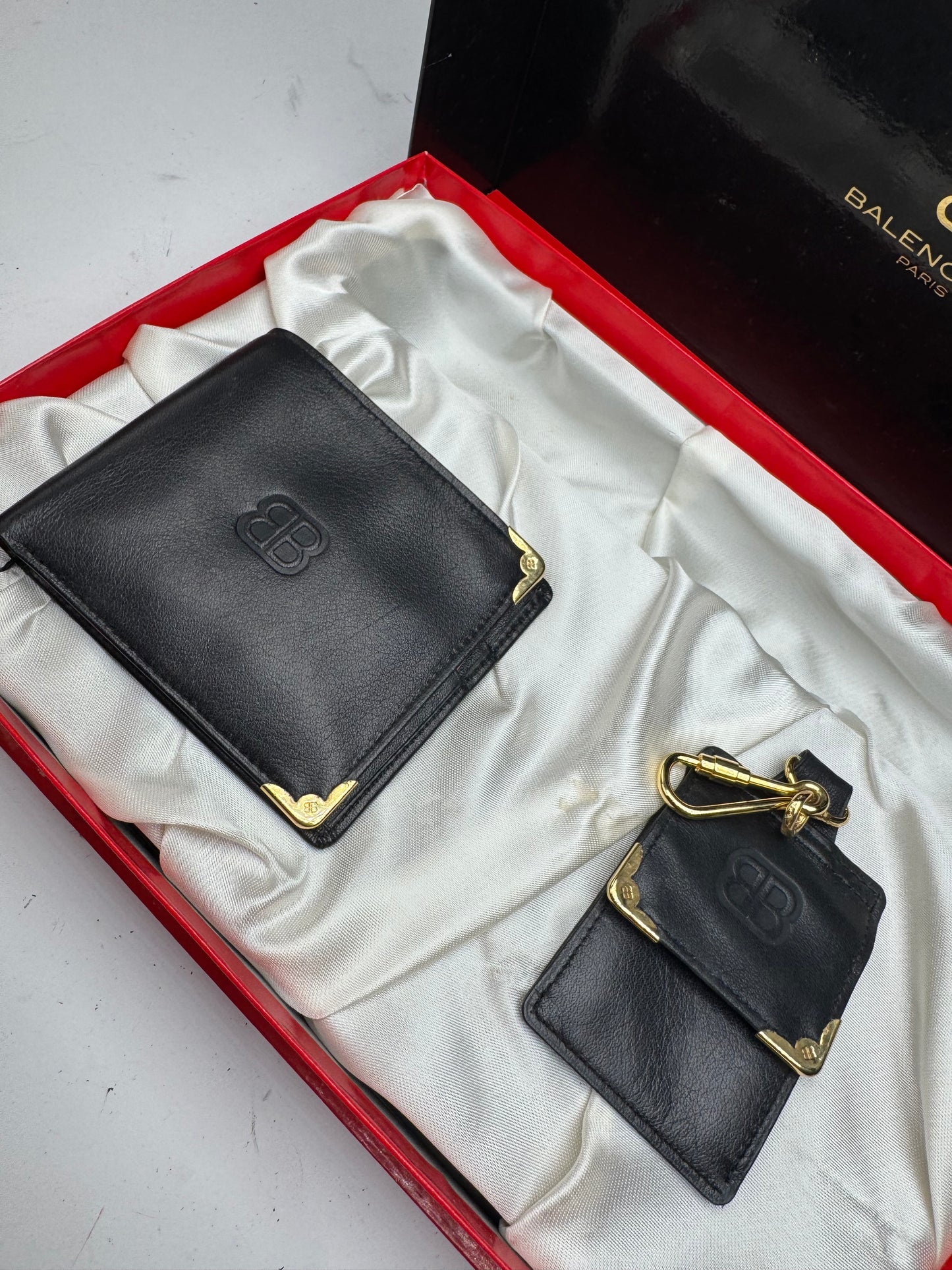 Vintage Balenciaga Leather Wallet Purse set black