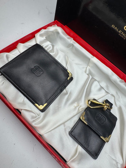 Vintage Balenciaga Leather Wallet Purse set black