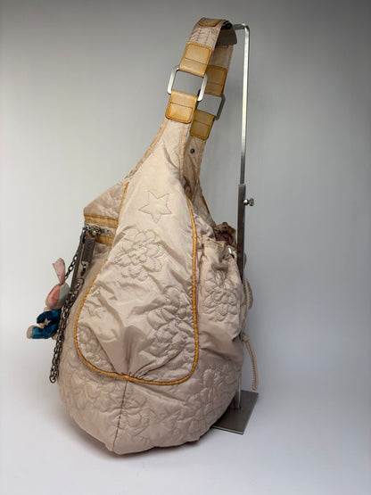Vintage Stella McCartney Quilted Nylon Hobo Bag Light Beige