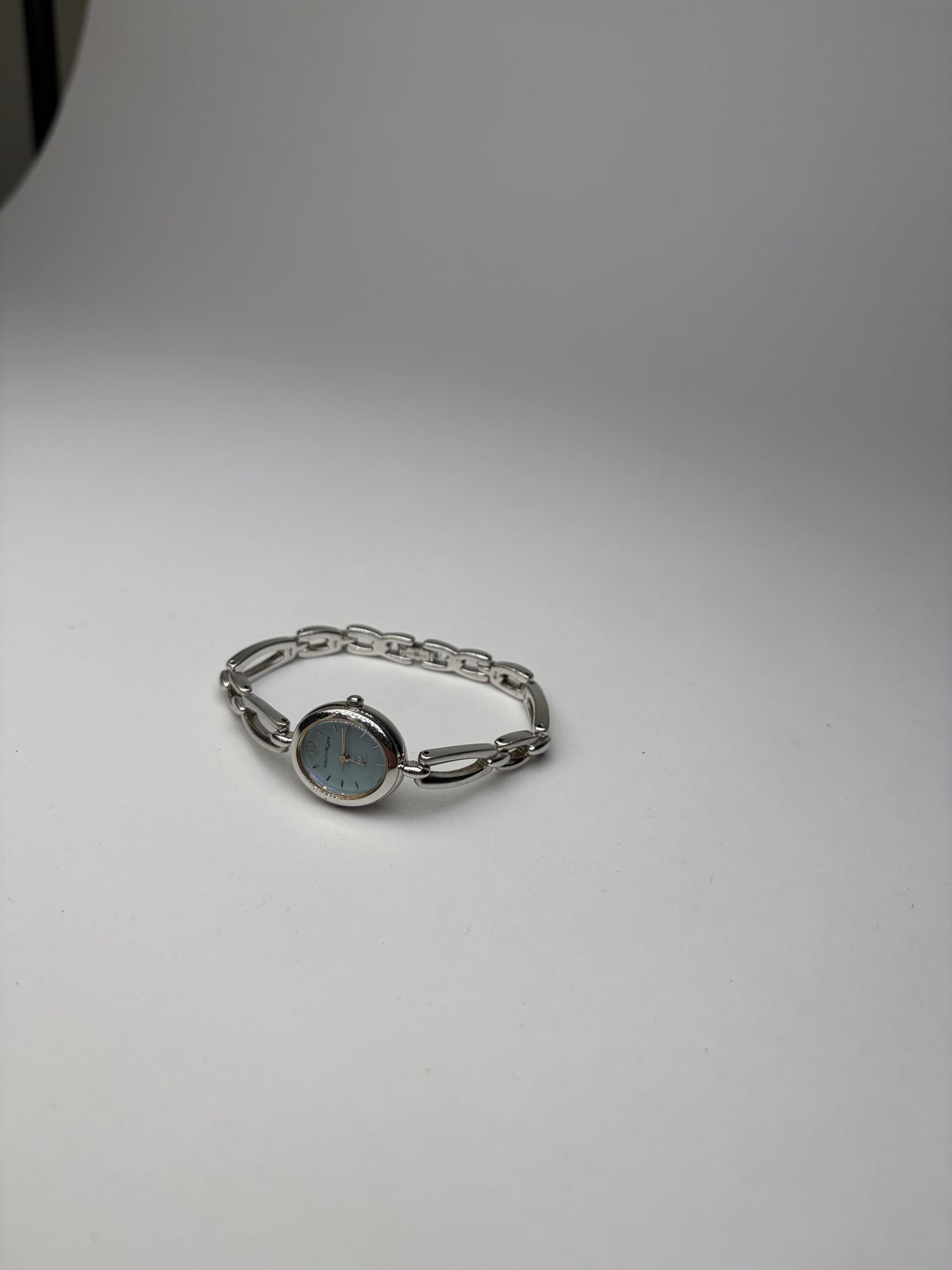 Vintage Courreges Stainless Steel Bracelet Watch Light Blue Silver
