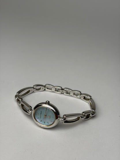 Vintage Courreges Stainless Steel Bracelet Watch Light Blue Silver