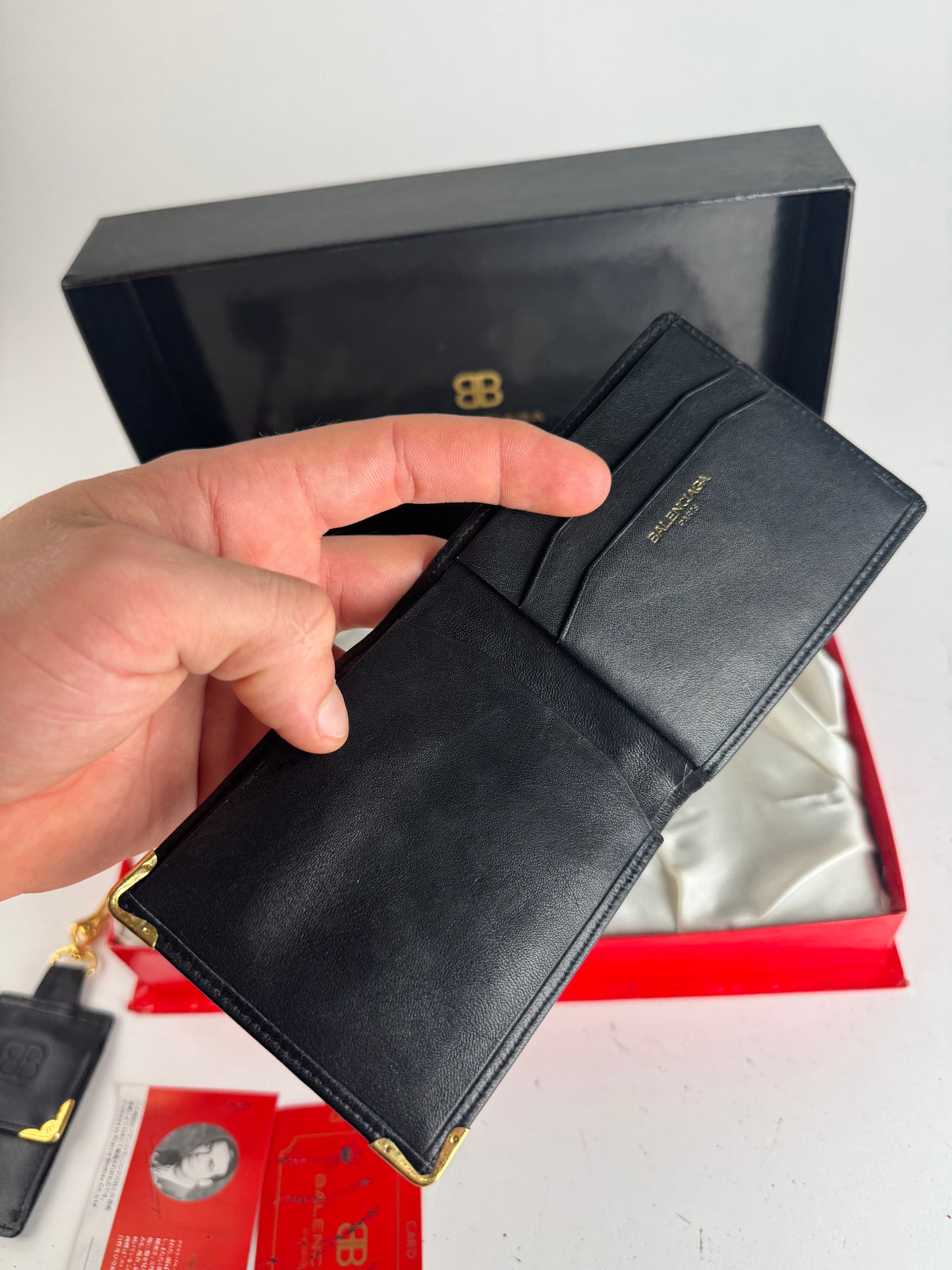 Vintage Balenciaga Leather Wallet Purse set black