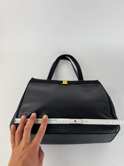 Sac vintage en cuir noir Salvatore Ferragamo