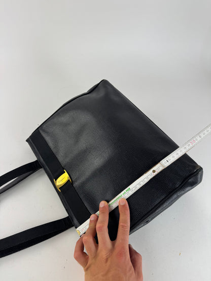 Sac vintage en cuir noir Salvatore Ferragamo