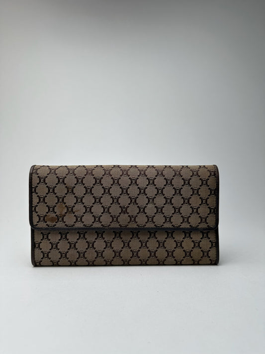 Vintage Celine Monogram Canvas leather wallet brown