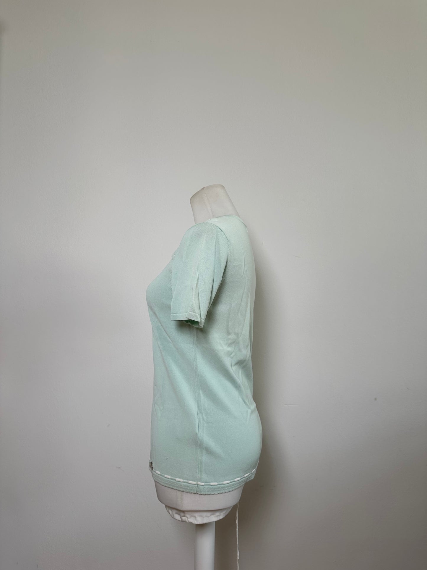 Vintage Courreges Rayon Blend T-Shirt Mint Green S