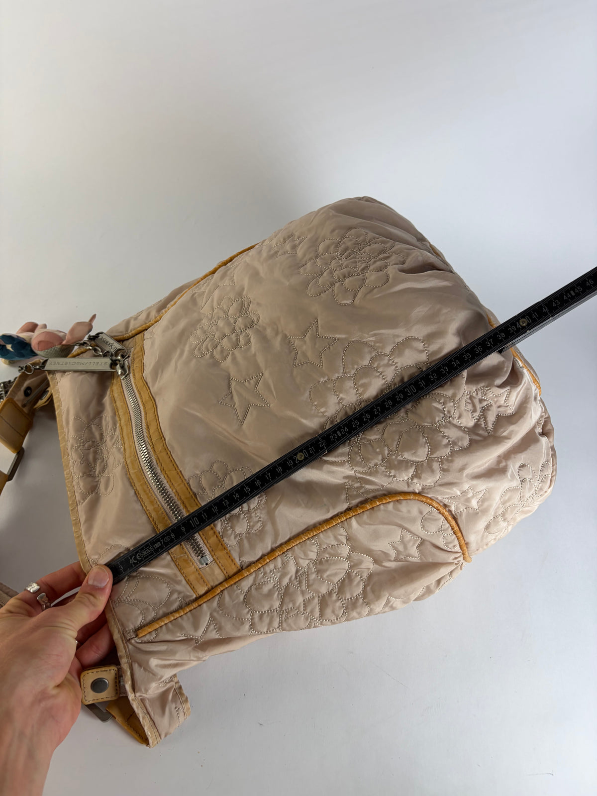 Vintage Stella McCartney Quilted Nylon Hobo Bag Light Beige