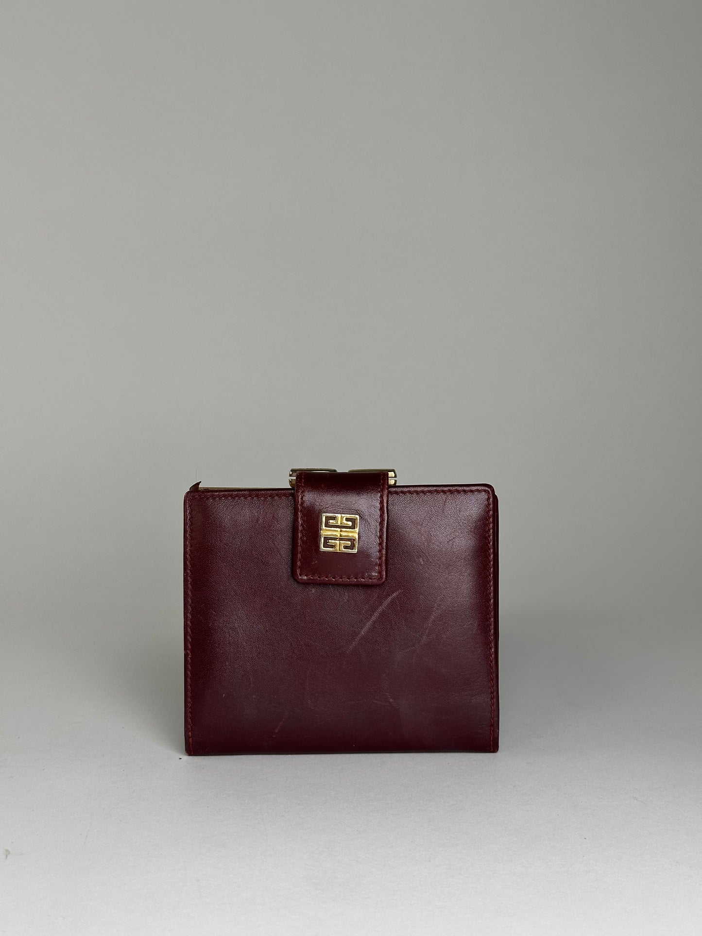 Vintage Givenchy Grained Wallet Burgundy