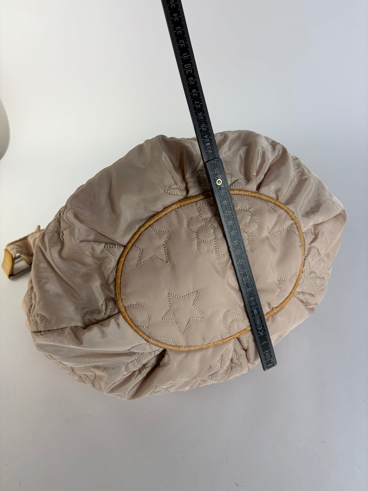 Vintage Stella McCartney Quilted Nylon Hobo Bag Light Beige