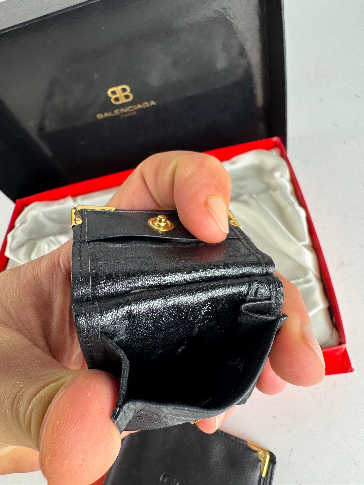 Vintage Balenciaga Leather Wallet Purse set black