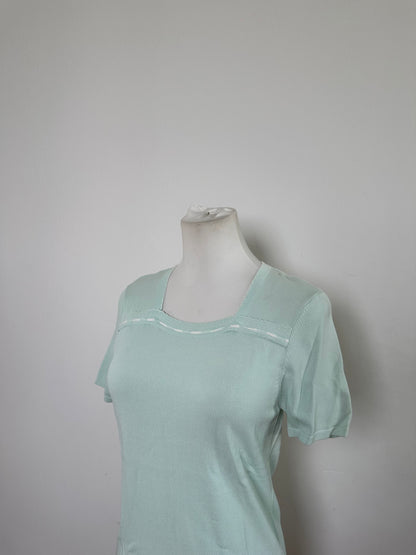 Vintage Courreges Rayon Blend T-Shirt Mint Green S