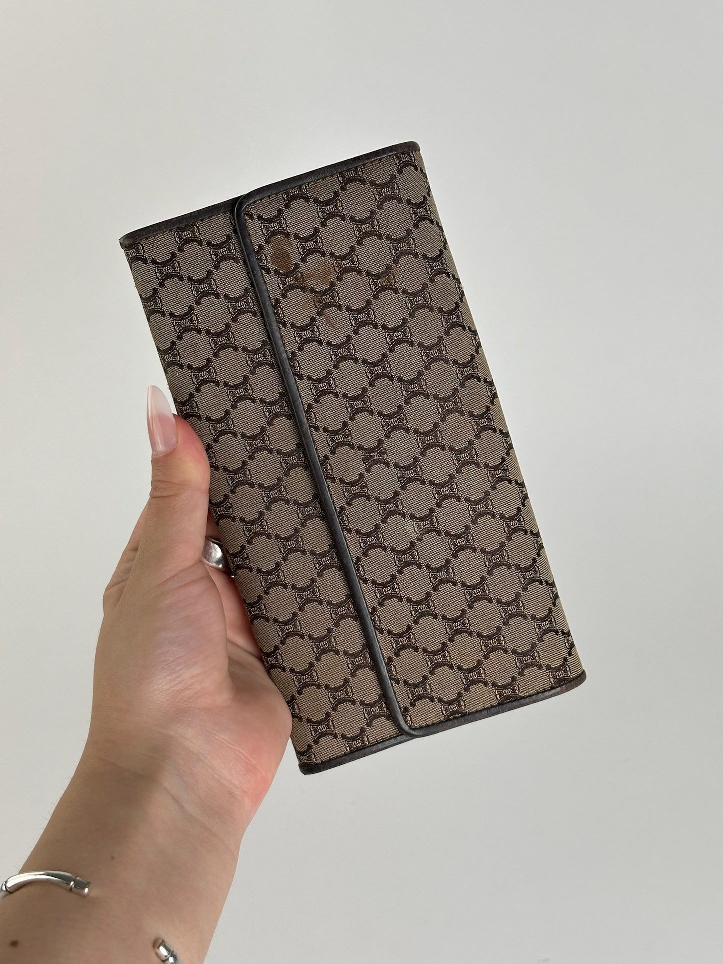 Vintage Celine Monogram Canvas leather wallet brown