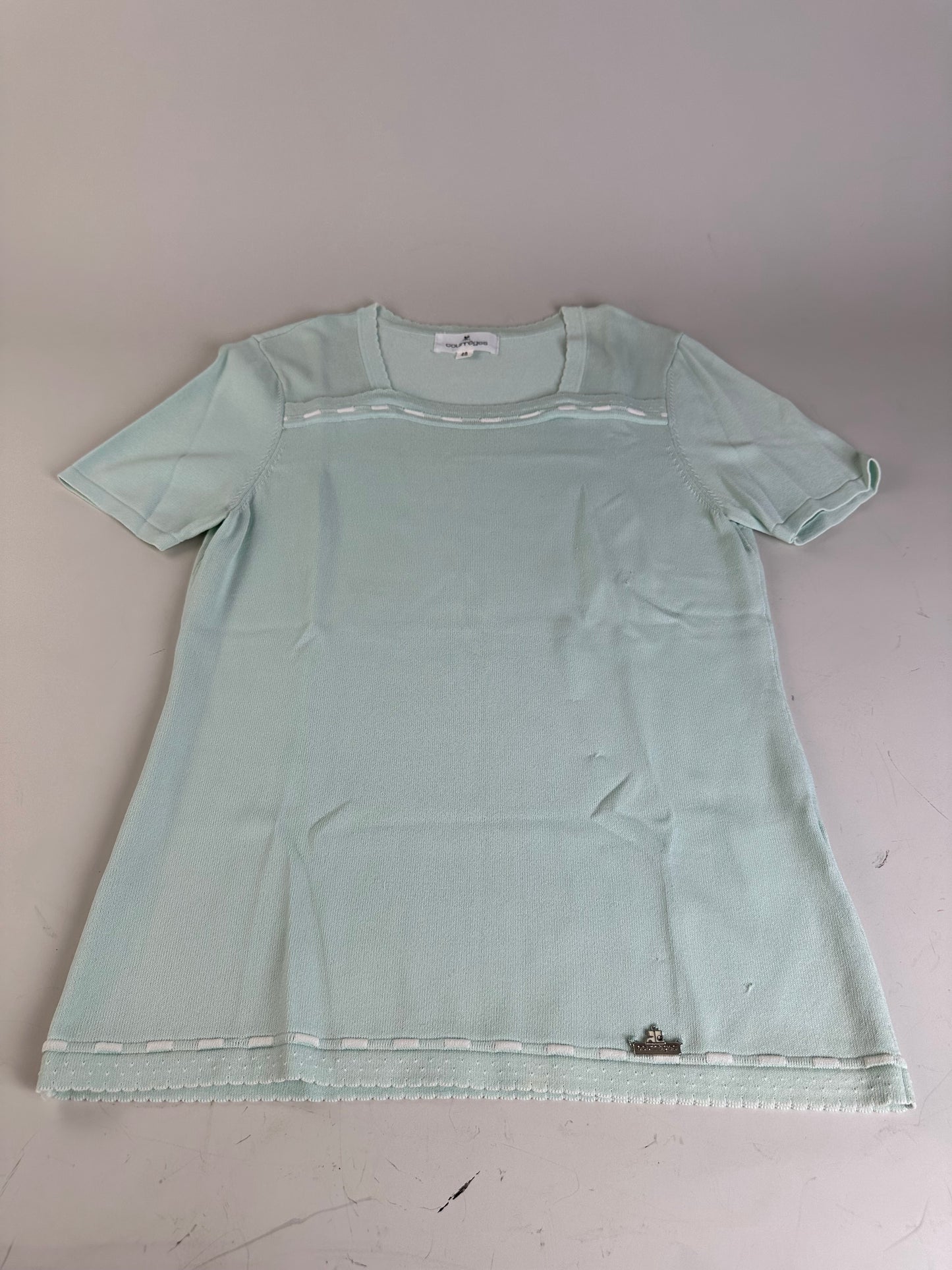 Vintage Courreges Rayon Blend T-Shirt Mint Green S