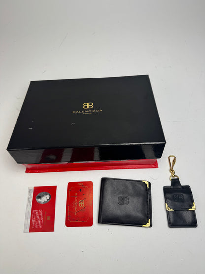 Vintage Balenciaga Leather Wallet Purse set black