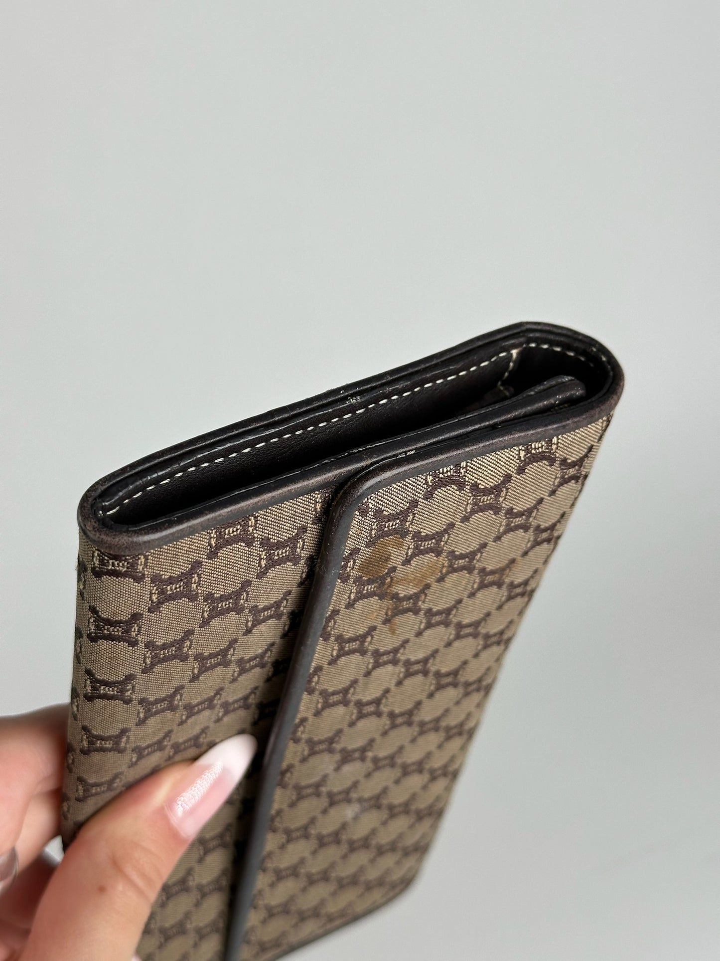 Vintage Celine Monogram Canvas leather wallet brown