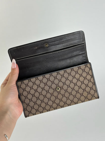 Vintage Celine Monogram Canvas leather wallet brown