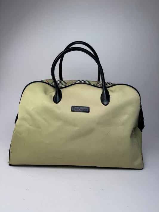 Vintage Burberry Duffel Bag Black Yellow