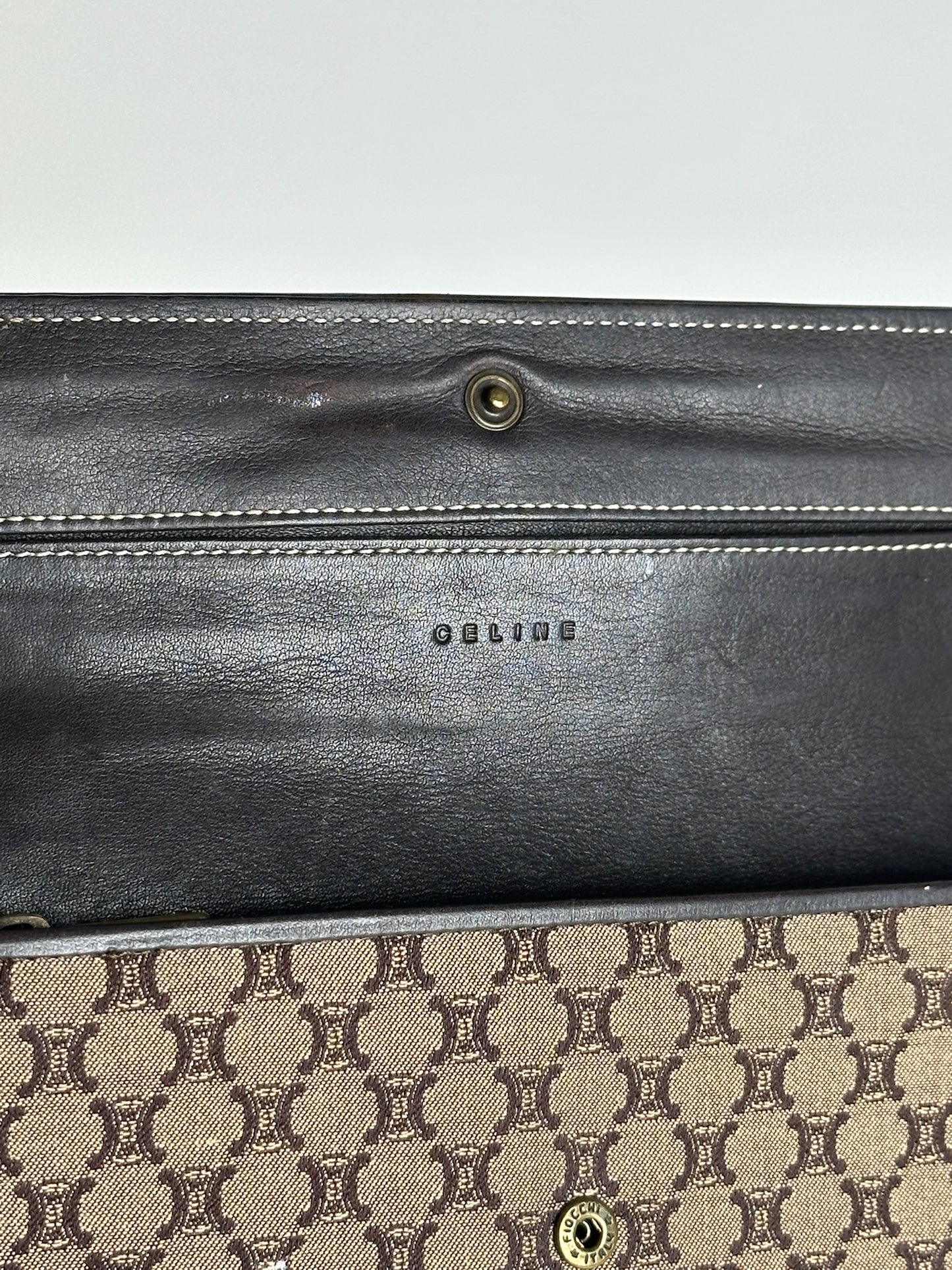 Vintage Celine Monogram Canvas leather wallet brown