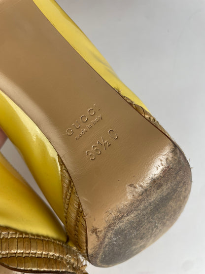 Vintage Gucci Patent Peep-Toe Platform Pumps c. Late 2000s Yellow EU36.5