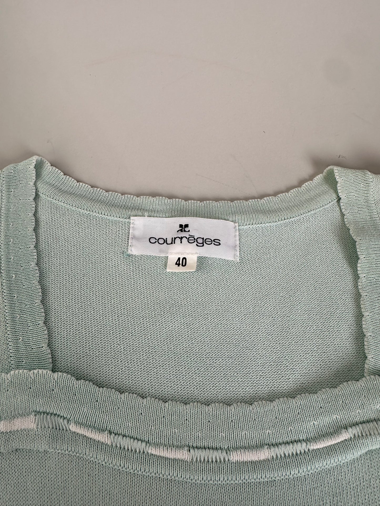 Vintage Courreges Rayon Blend T-Shirt Mint Green S