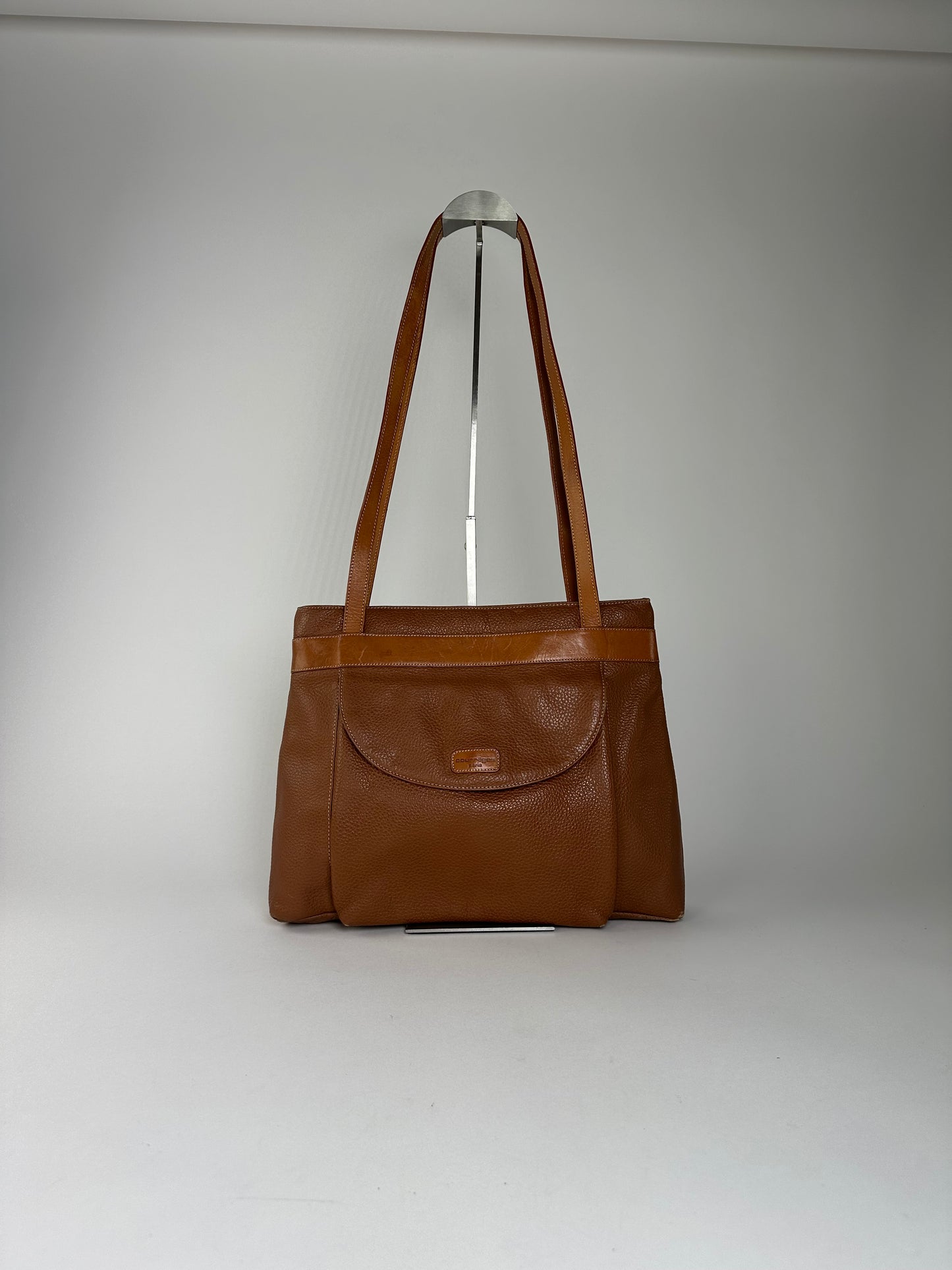 Vintage Courreges Pebbled Shoulder Bag Tan