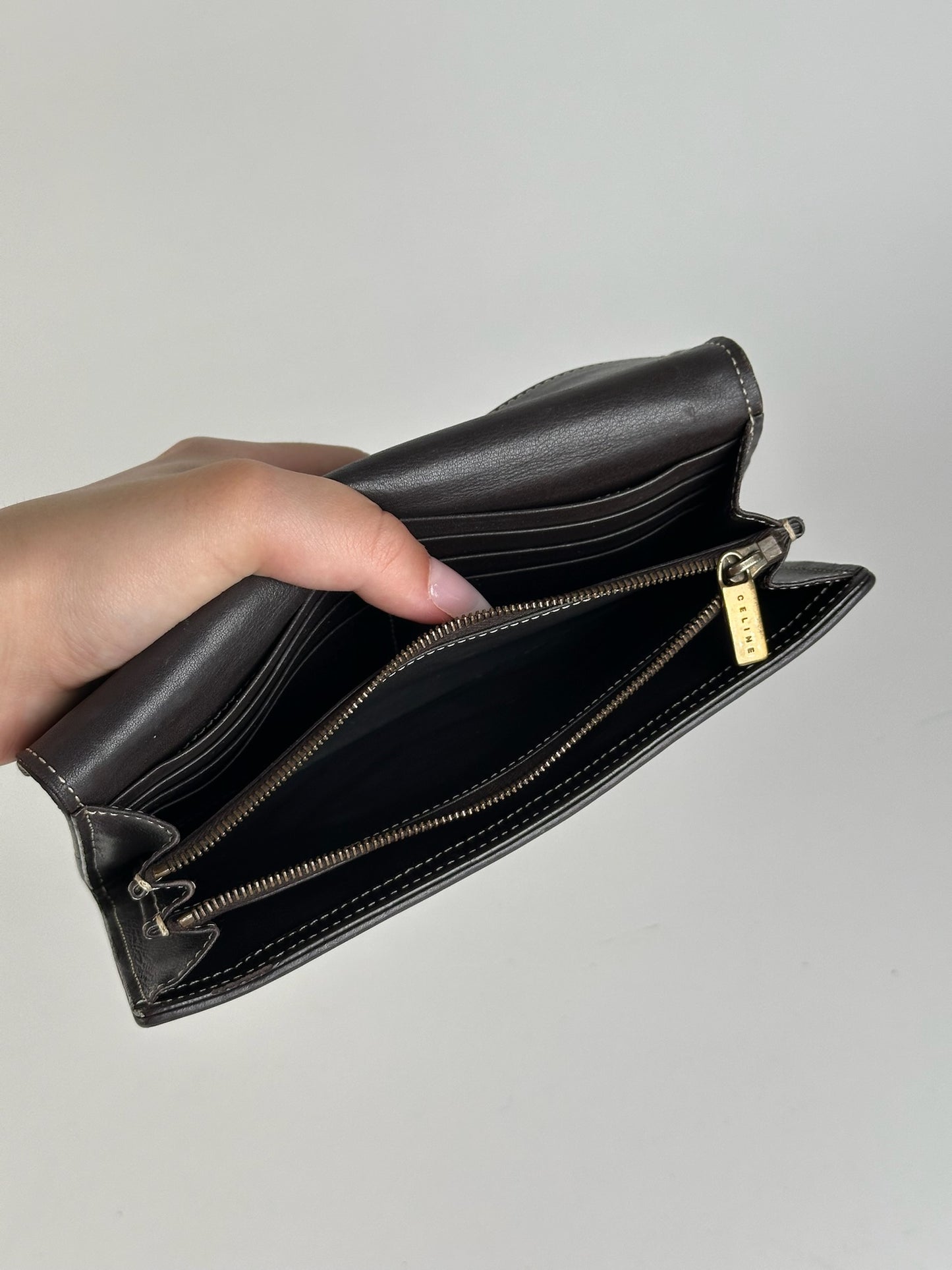 Vintage Celine Monogram Canvas leather wallet brown