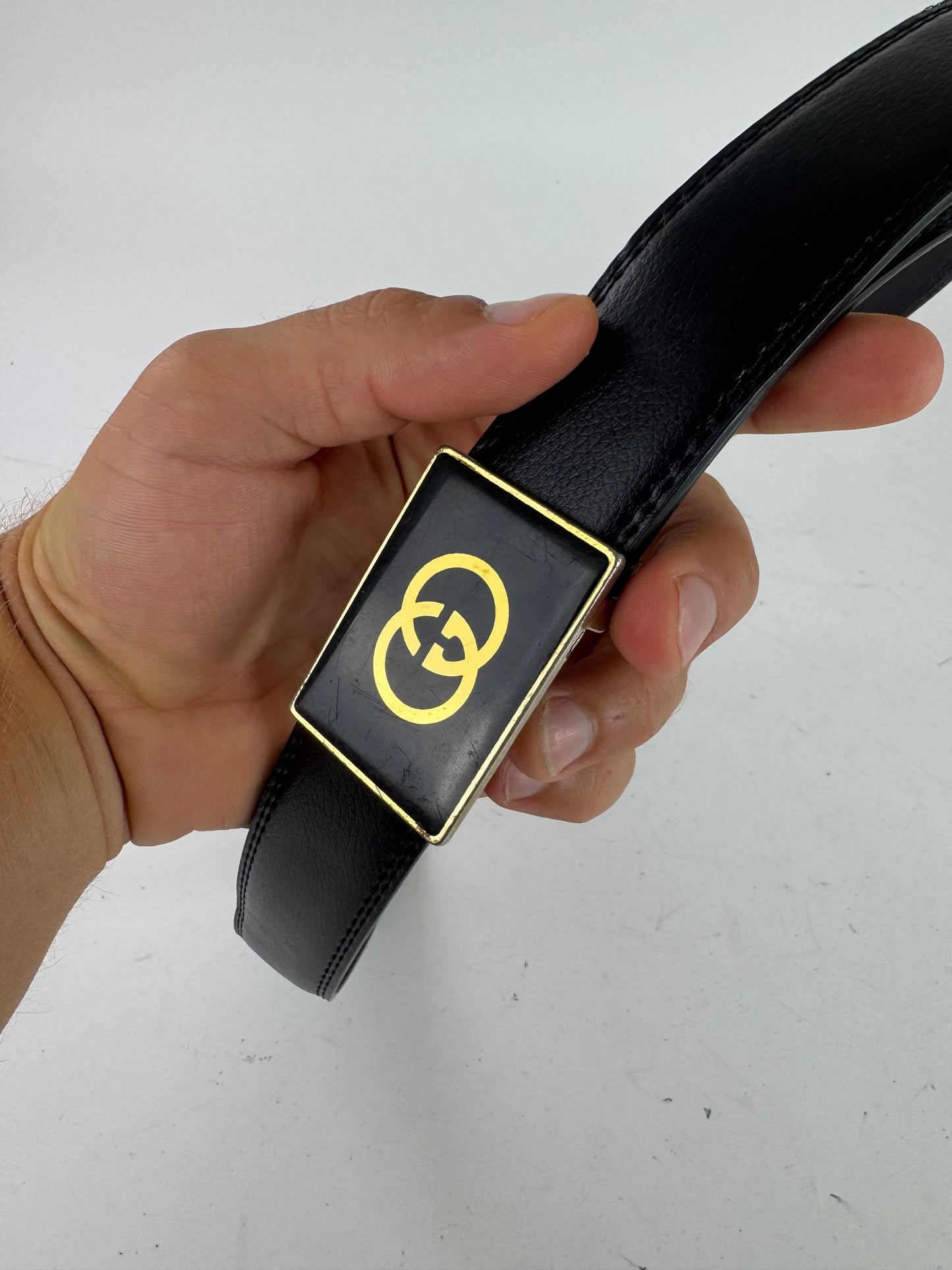 Vintage Gucci GG leather belt black