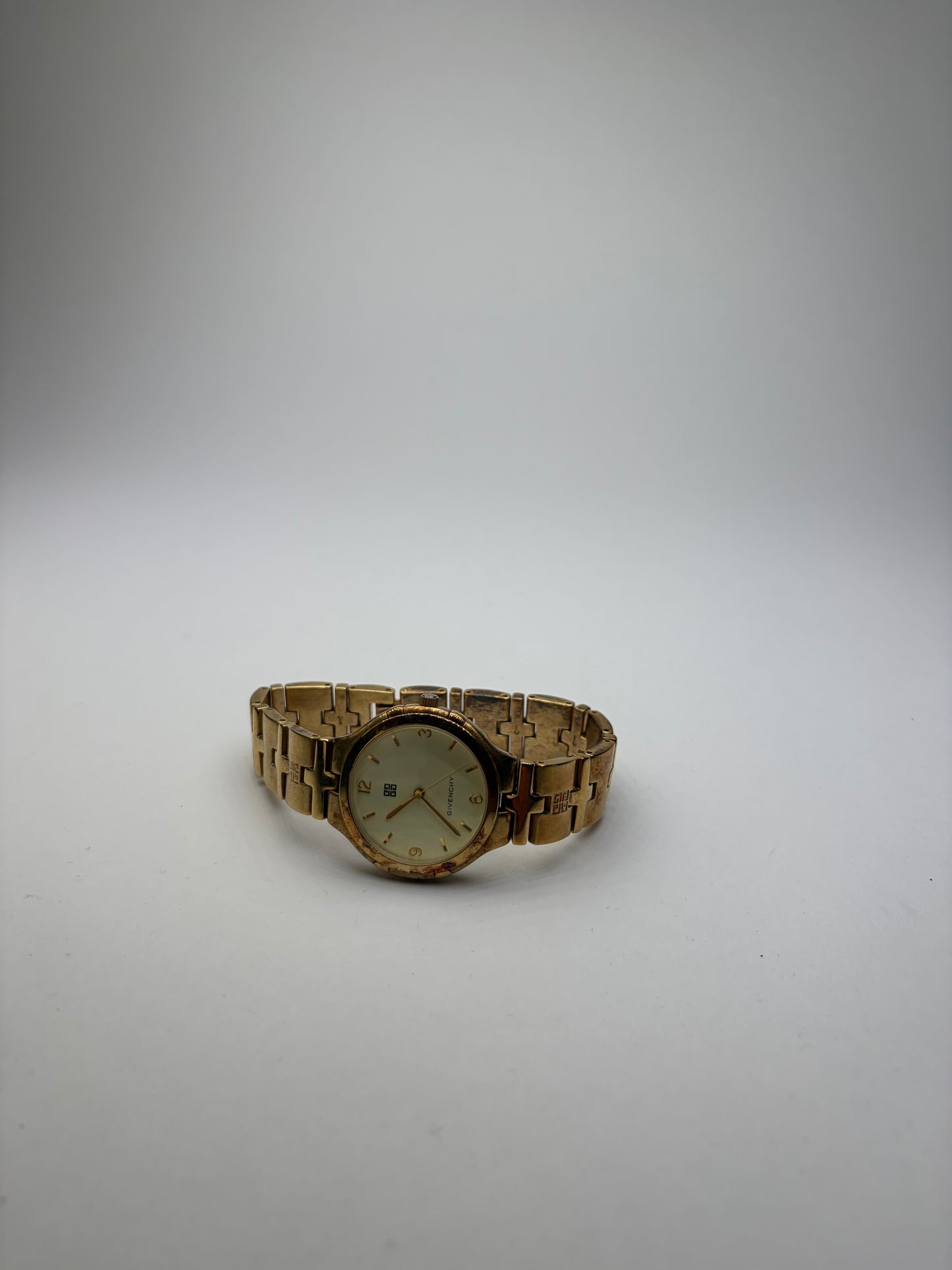 Vintage Givenchy Gold-Tone Bracelet Watch Cream Dial