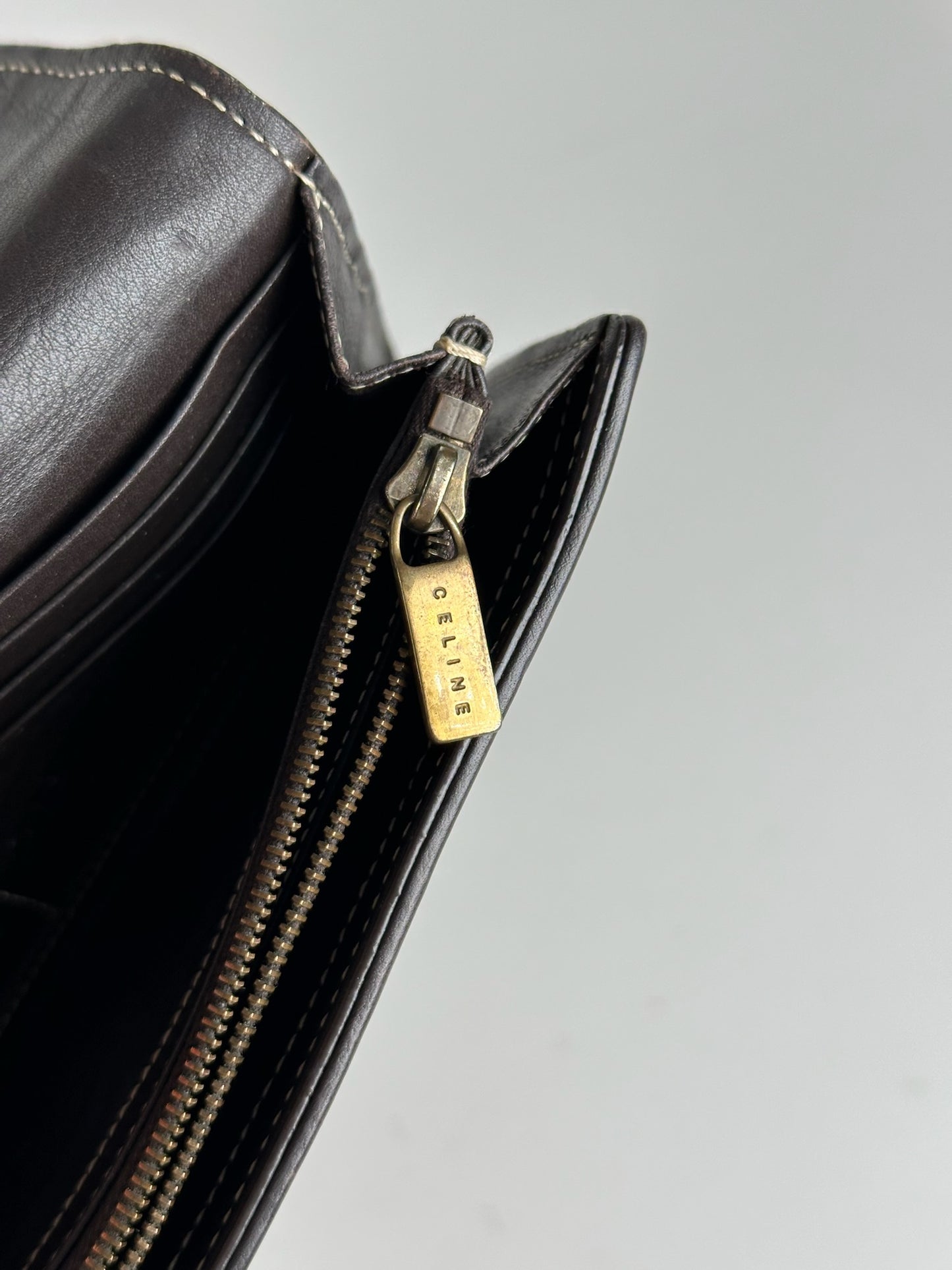 Vintage Celine Monogram Canvas leather wallet brown