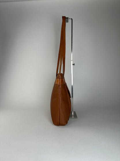 Vintage Courreges Pebbled Shoulder Bag Tan