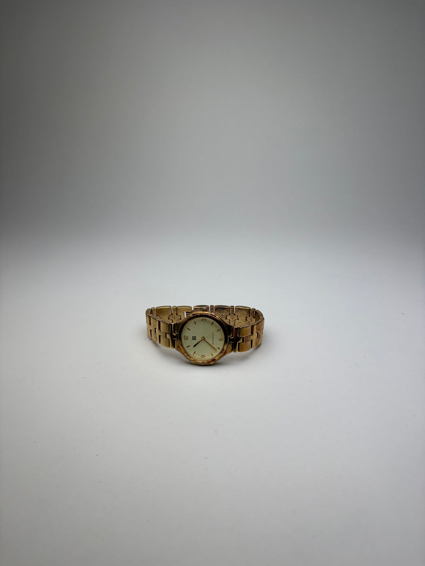 Vintage Givenchy Gold-Tone Bracelet Watch Cream Dial