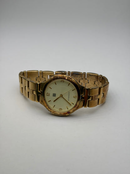 Vintage Givenchy Gold-Tone Bracelet Watch Cream Dial