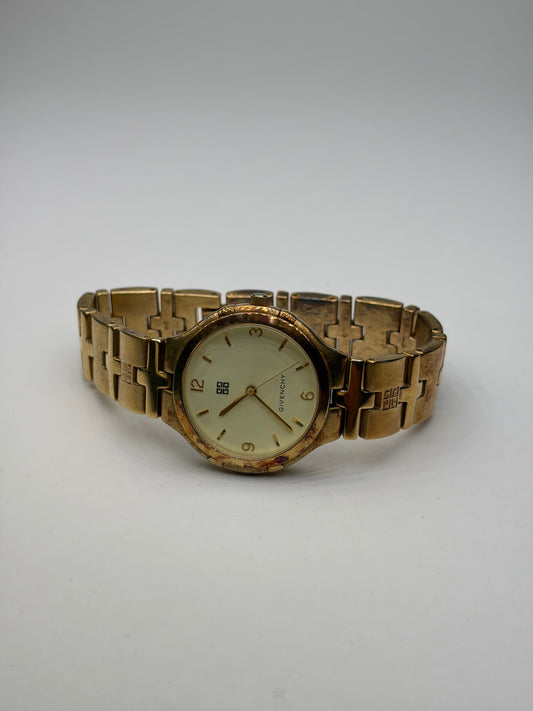 Vintage Givenchy Gold-Tone Bracelet Watch Cream Dial