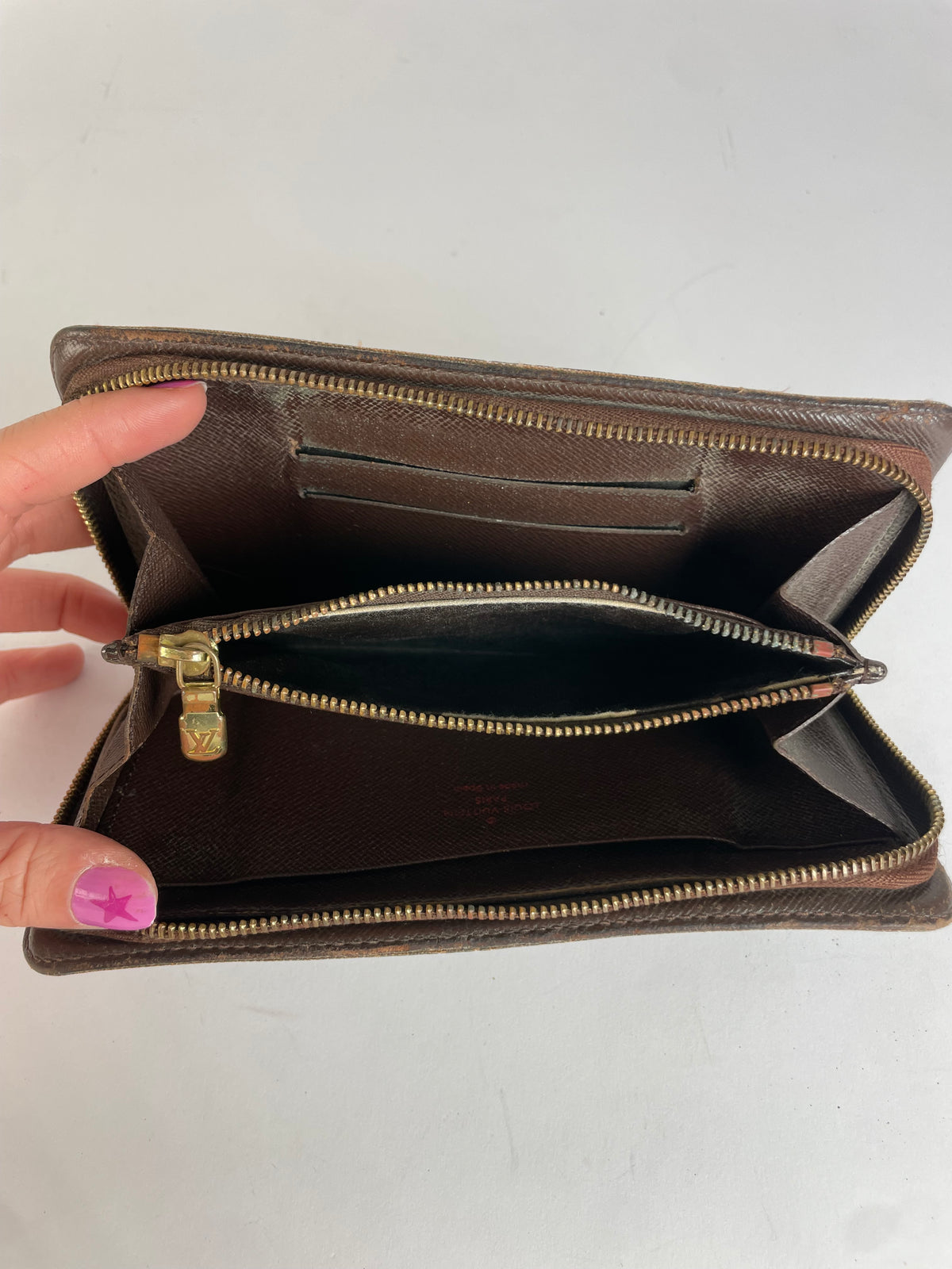 Vintage Louis Vuitton Damier Ébène Bifold Wallet Brown Beige