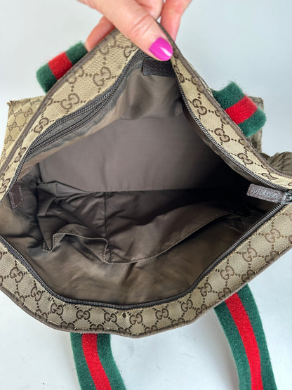 Vintage Gucci GG Monogram Handbag Beige Brown