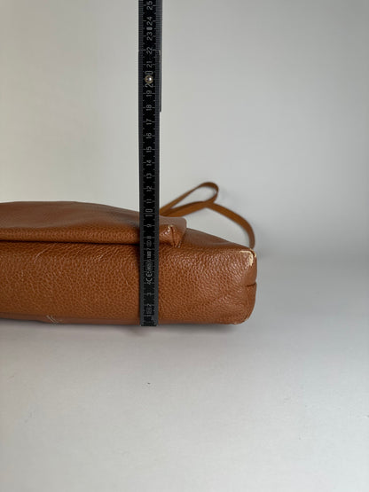 Vintage Courreges Pebbled Shoulder Bag Tan