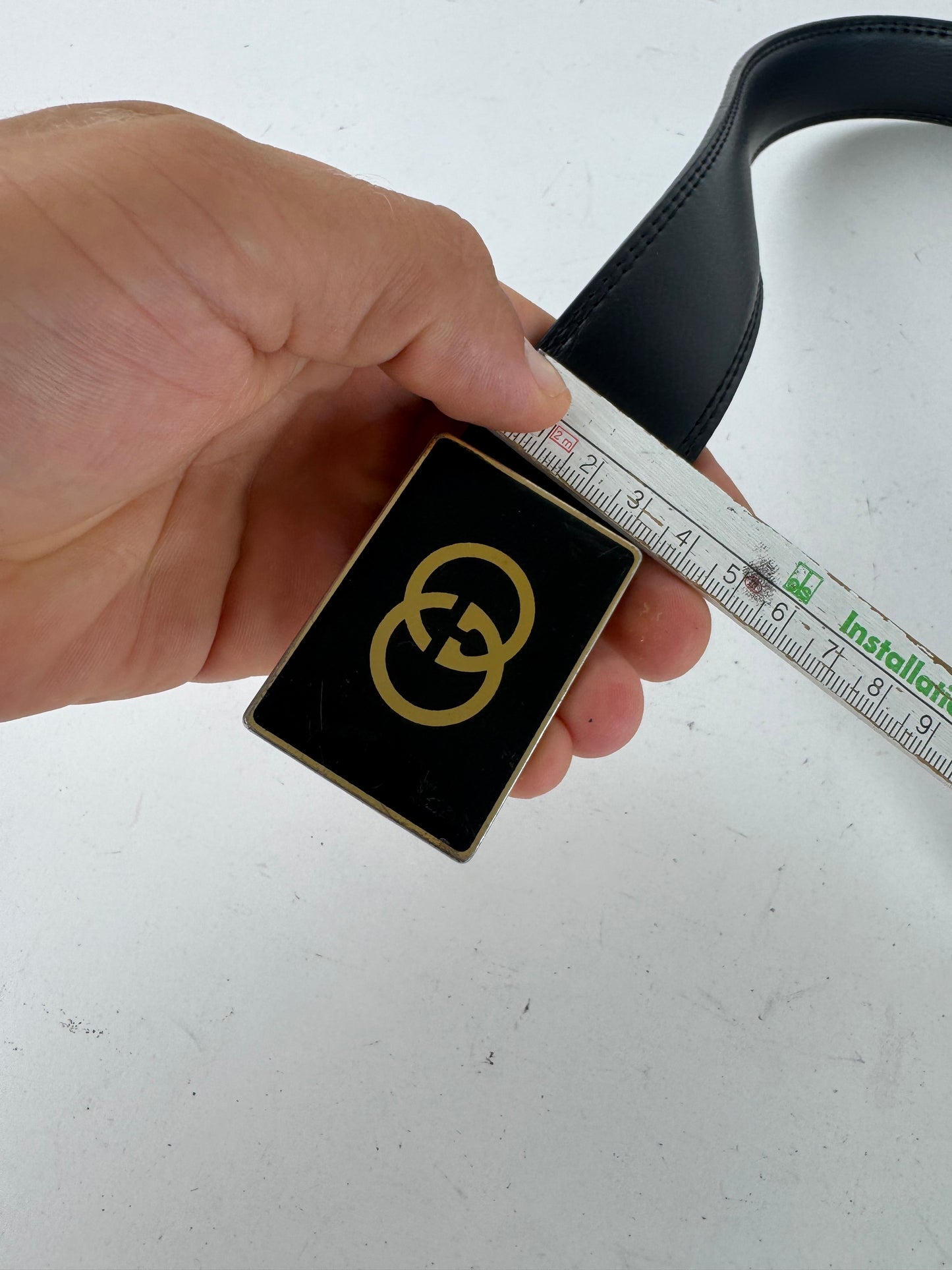 Vintage Gucci GG leather belt black