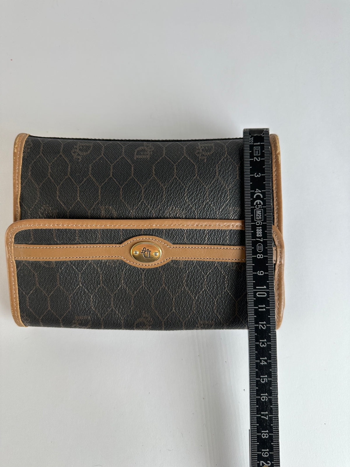 Vintage Dior Honeycomb Monogram Bifold Wallet Late 1970s Black Brown
