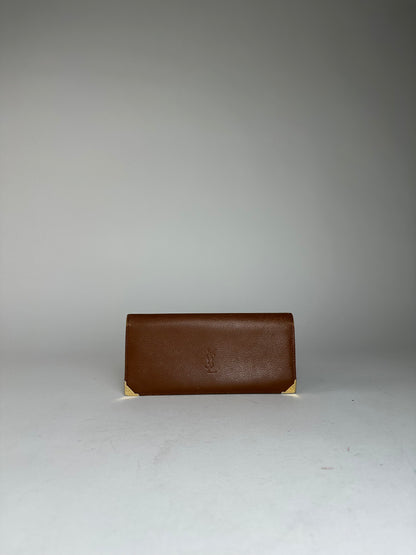 Vintage YSL Leather Card Holder ID Holder Brown