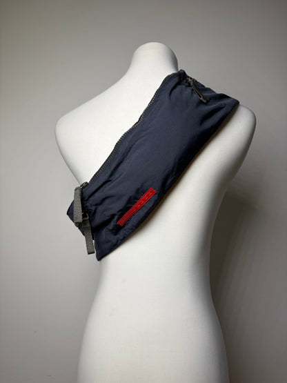 Vintage Prada Linea Rossa Nylon Sling Bag Late 1990s Navy