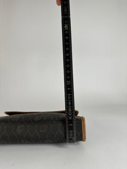 Vintage Dior Honeycomb Monogram Bifold Wallet Late 1970s Black Brown