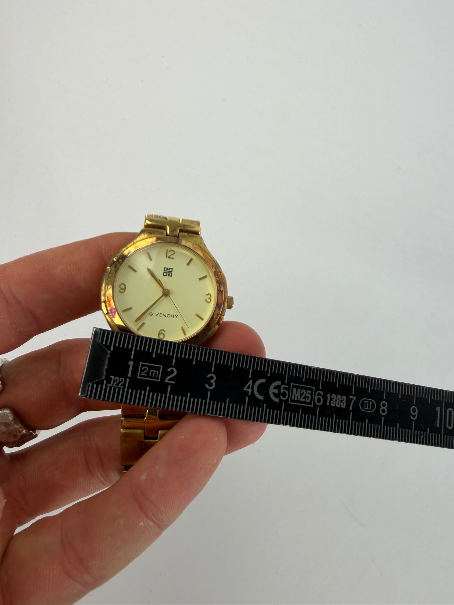 Vintage Givenchy Gold-Tone Bracelet Watch Cream Dial