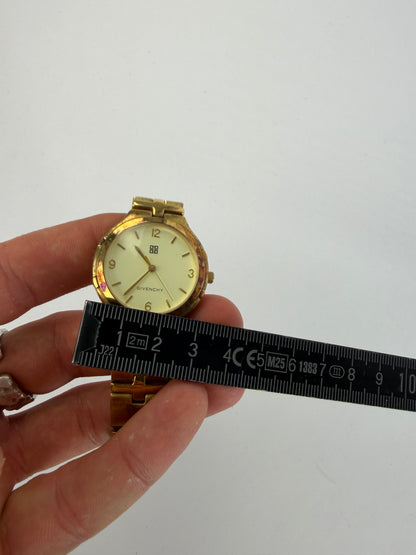 Vintage Givenchy Gold-Tone Bracelet Watch Cream Dial