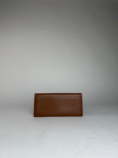 Vintage YSL Leather Card Holder ID Holder Brown