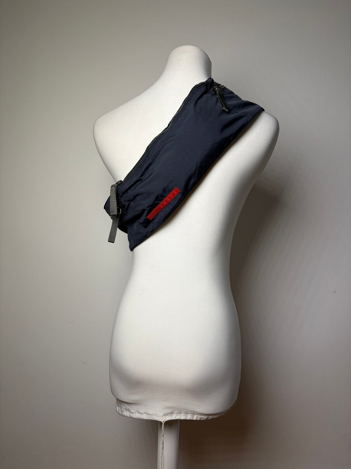 Vintage Prada Linea Rossa Nylon Sling Bag Late 1990s Navy