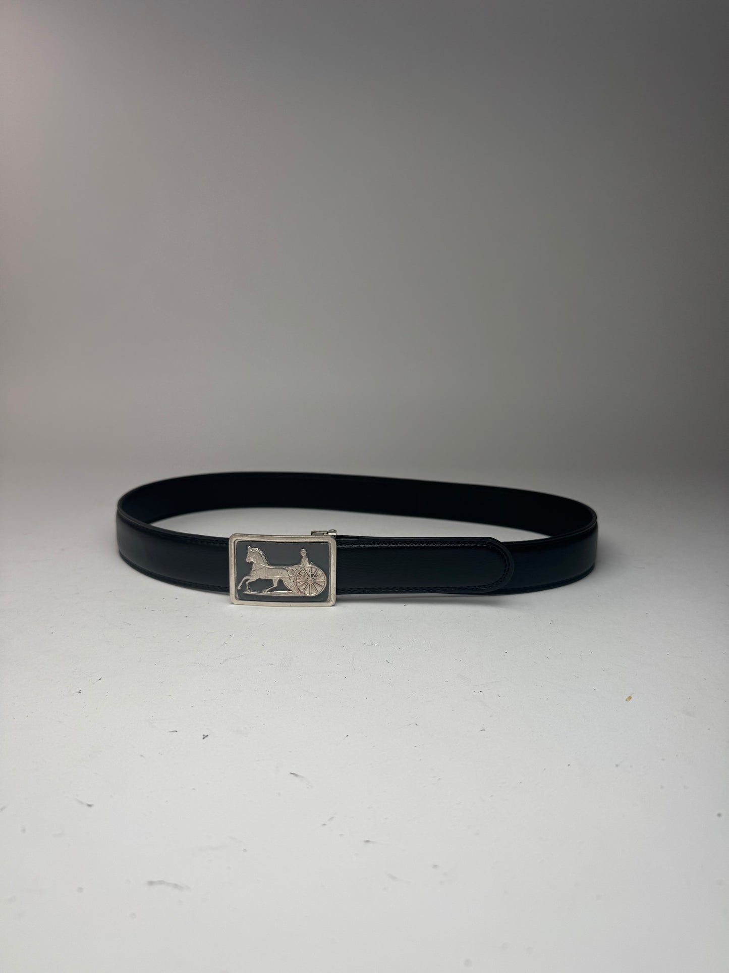 Vintage Celine Paris Carriage Leather belt black