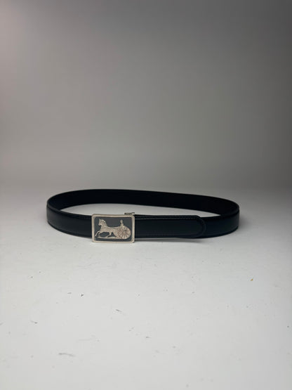 Vintage Celine Paris Carriage Leather belt black