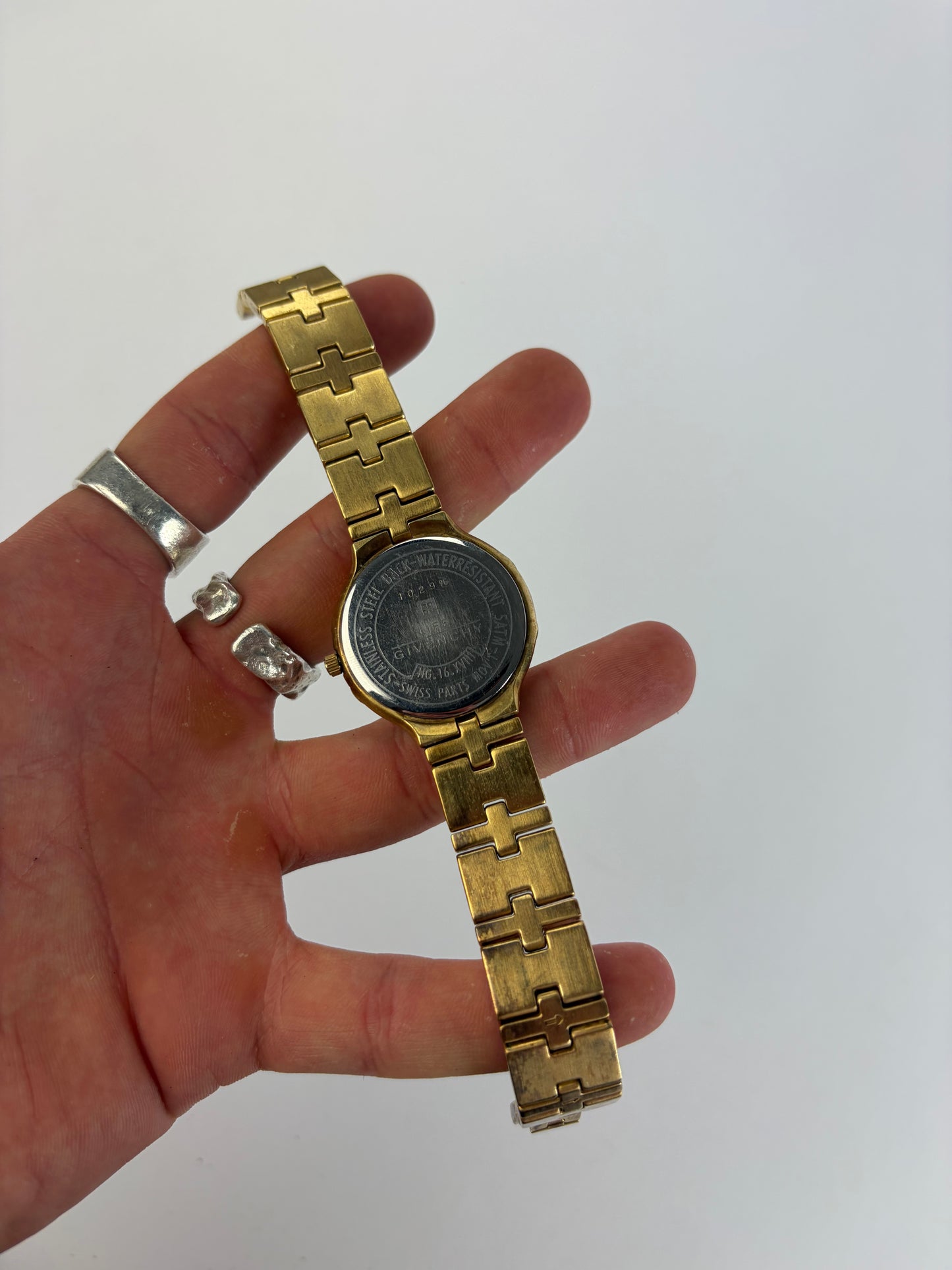 Vintage Givenchy Gold-Tone Bracelet Watch Cream Dial