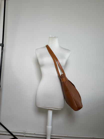 Vintage Courreges Pebbled Shoulder Bag Tan